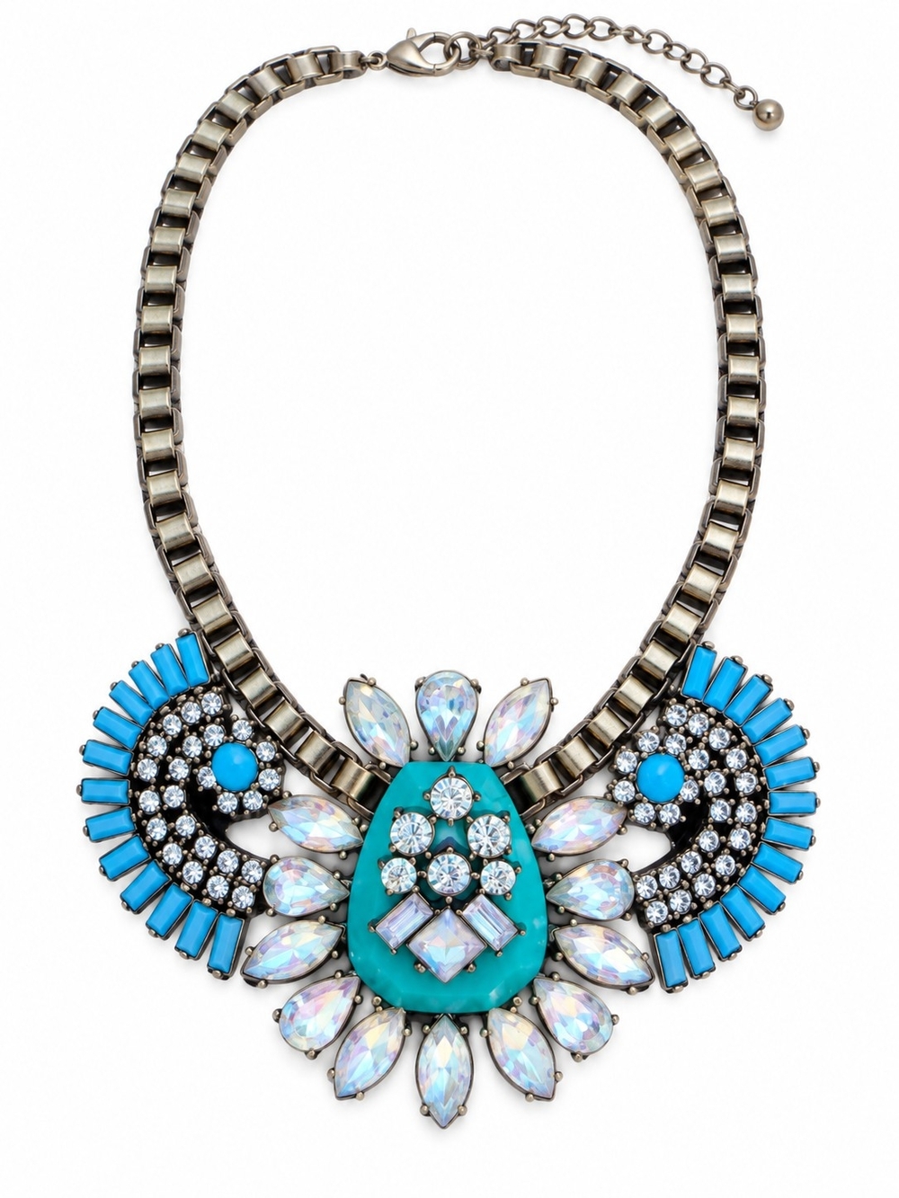 Turquoise Crystal Statement Necklace - Women Jewelry